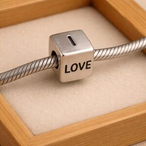 Pandora Moments I LOVE YOU Box .925 silver and 14k gold two-tone #107